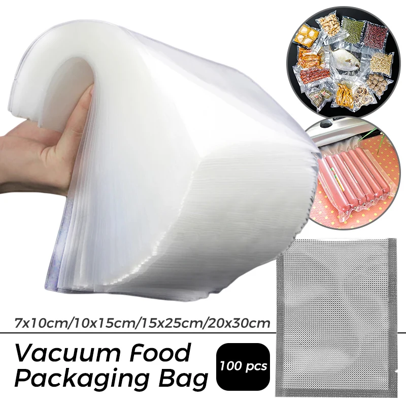 

100pcs/lot Kitchen Vacuum Bags for Food Vacuum Sealer Packing Machine Food Storage Bag BPA-Free Kitchen Storage Accessories