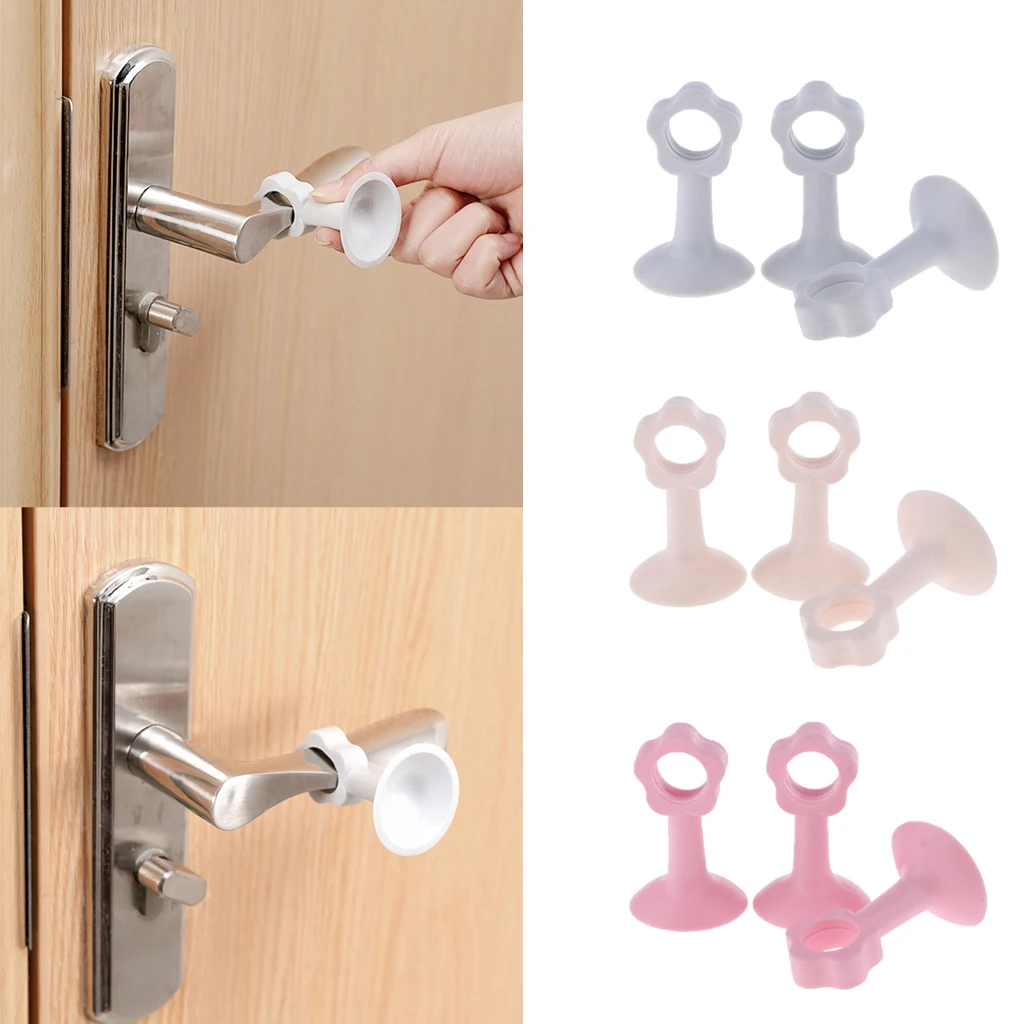 Pack of 3 Silicone Door Crash Pads Stopper, Mute Suction Handle Knob Anti-Collision, Doorknob Bumper Wall Protector
