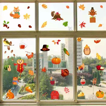 

Removable Home Decor Fall Leaves Autumn Party Window Maple Showcase PVC DIY Waterproof Wall Sticker Thanksgiving Decals Fruits
