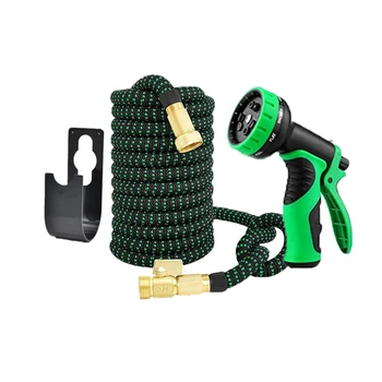 

25Ft Expandable Water Garden Hose Expanding Flexible Hose with Strength Stretch Fabric with Copper Connectors (EU Plug)
