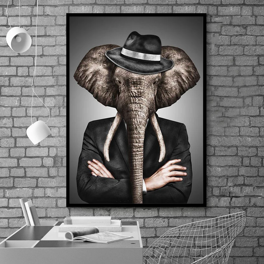 Black-and-White-Classy-Lion-Tiger-Elephant-Giraffe-Wolf-Horse-Wall-Art-Posters-And-Prints-Animal(1)
