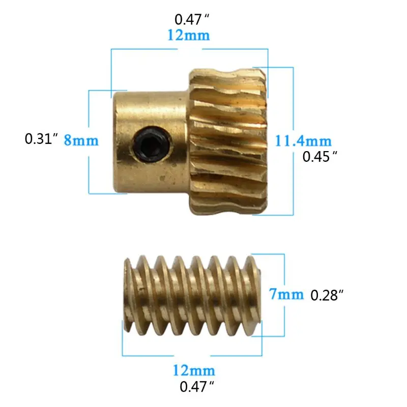 0.5 Modulus Small Reduction Ratio of 1:10 Motor Output Copper Worm Wheel Gear