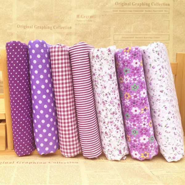 7 шт./комплект, смешанные ткани, лоскуты, лоскуты, стеганое одеяло, ткань, предварительно срезанные жировые кварталы, хлопок, материал 25*25 см, комплект, новая ткань - Цвет: purple