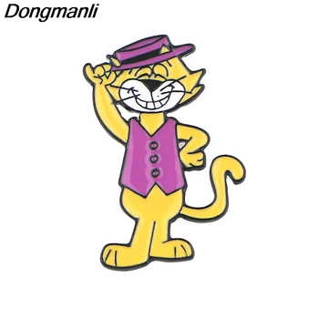

P4447 Dongmanli Cat in hat Cartoon Creative Metal Brooch Enamel Pins Badge backpack bag Collar Jewelry