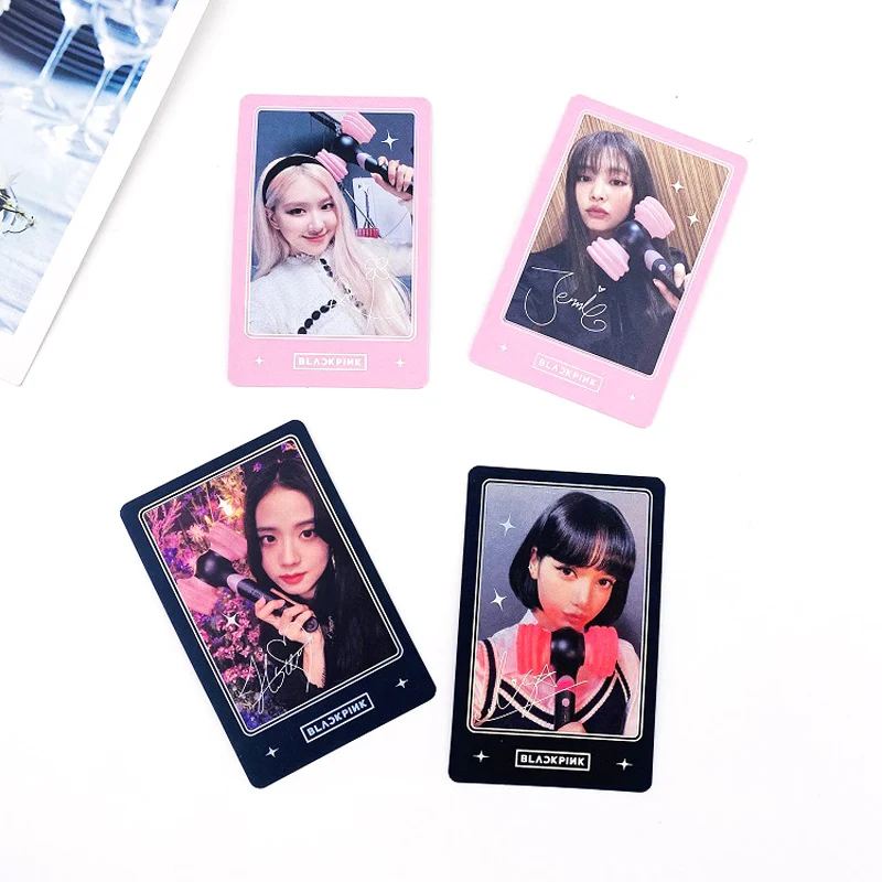 KPOP-tarjetas fotográficas coreanas BP LOMO, doble cara, JISOO LISA ROSE JENNIE con barras de luz, tarjeta de fotos HD, regalo para seguidores