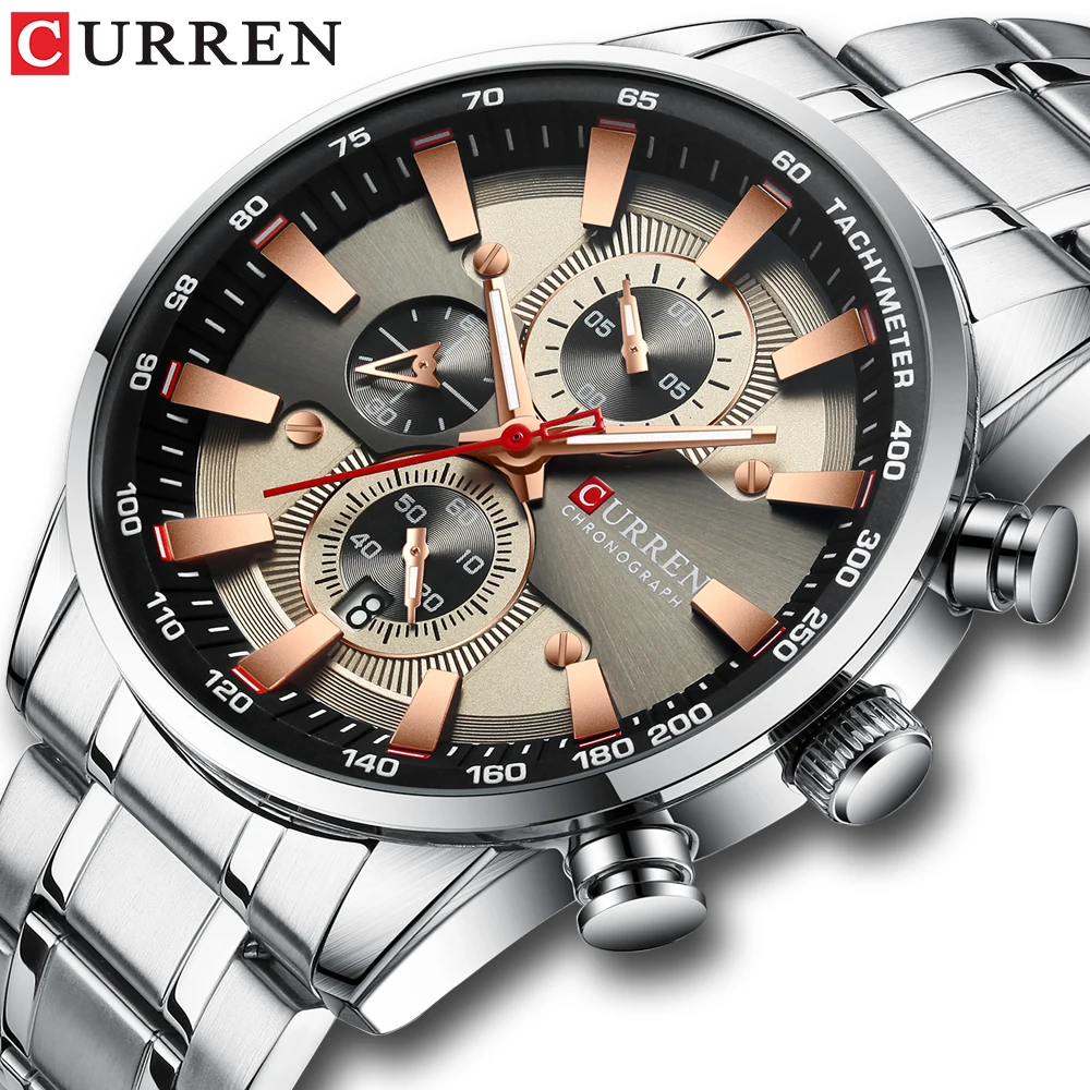 Fashion CURREN Men Watch Quartz Waterproof Wristwatch with Stainless Steel Band Casua Sport Man Watches Relogio Masculino | Наручные часы