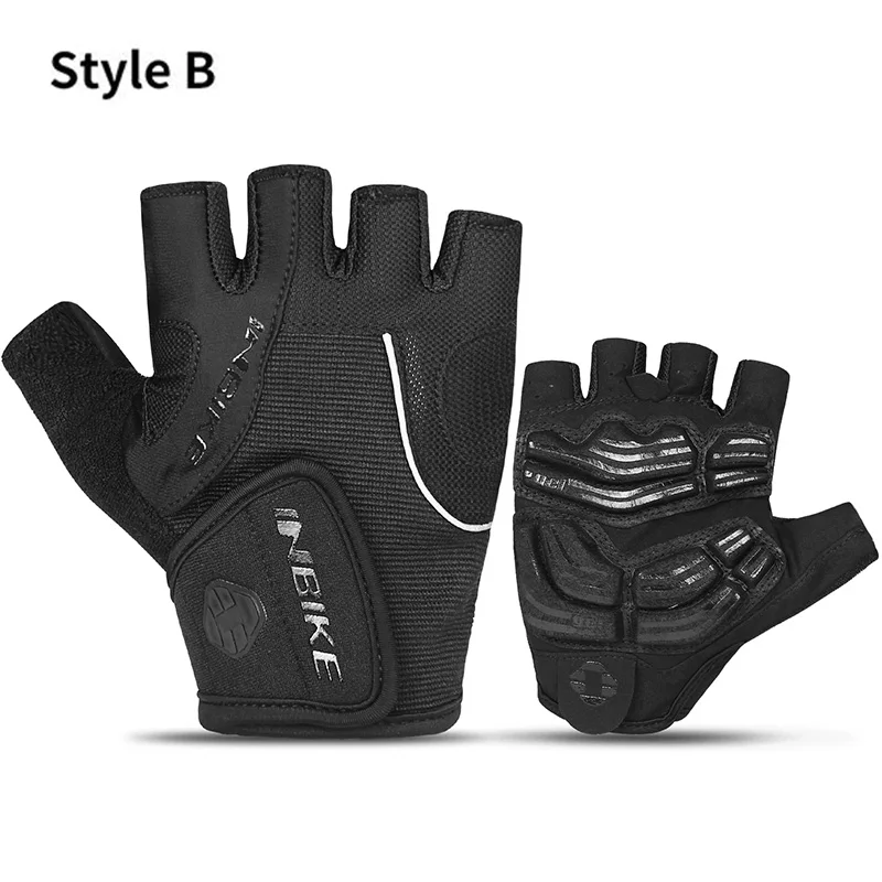 Style B-black INBIKE велосипедные перчатки с полупальцами, летние перчатки для горного велосипеда, дышащие мужские и женские Перчатки для фитнеса, велосипедные перчатки, анти-шоковые спортивные перчатки - Цвет: Style B-black