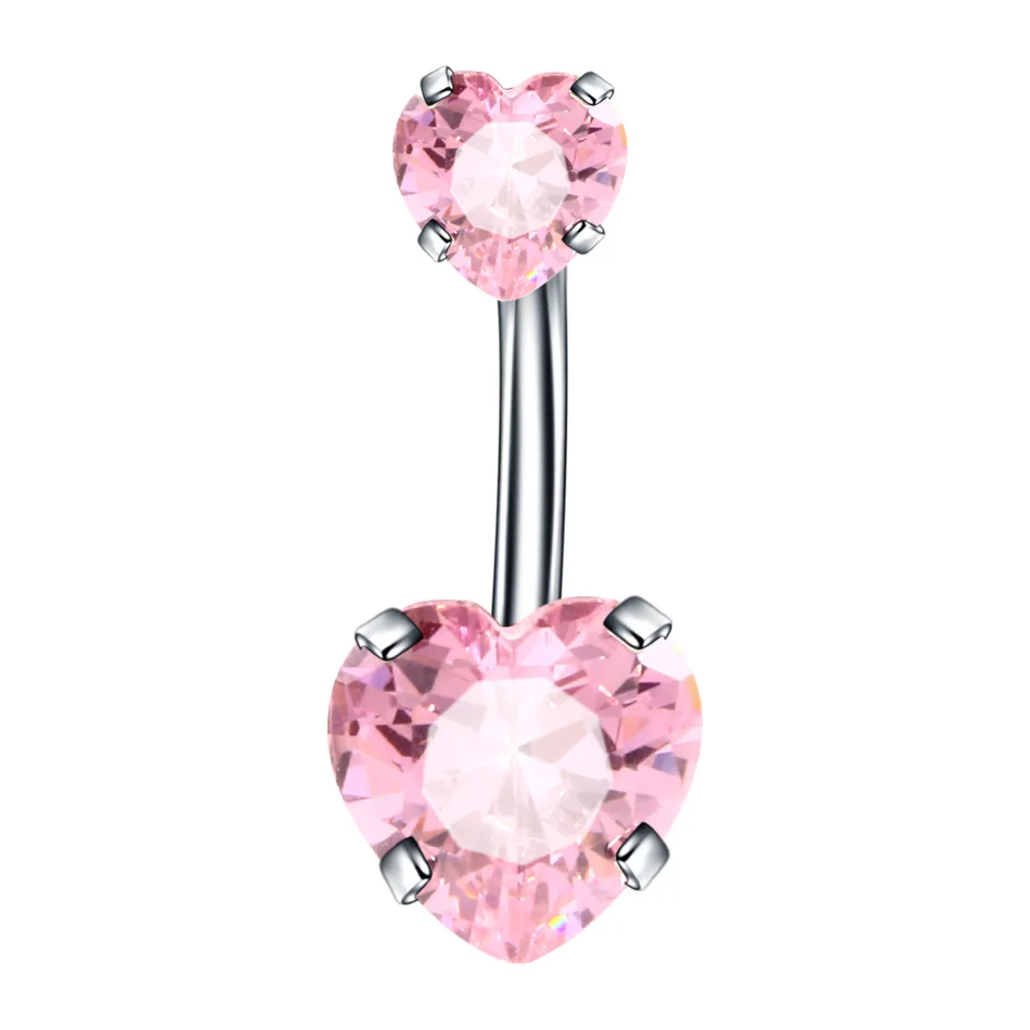 Zircon Fashion Surgical Stainless Steel Navel Piercing Heart Belly Button Rings Belly Piercing Body Jewelry Accessories 1pc