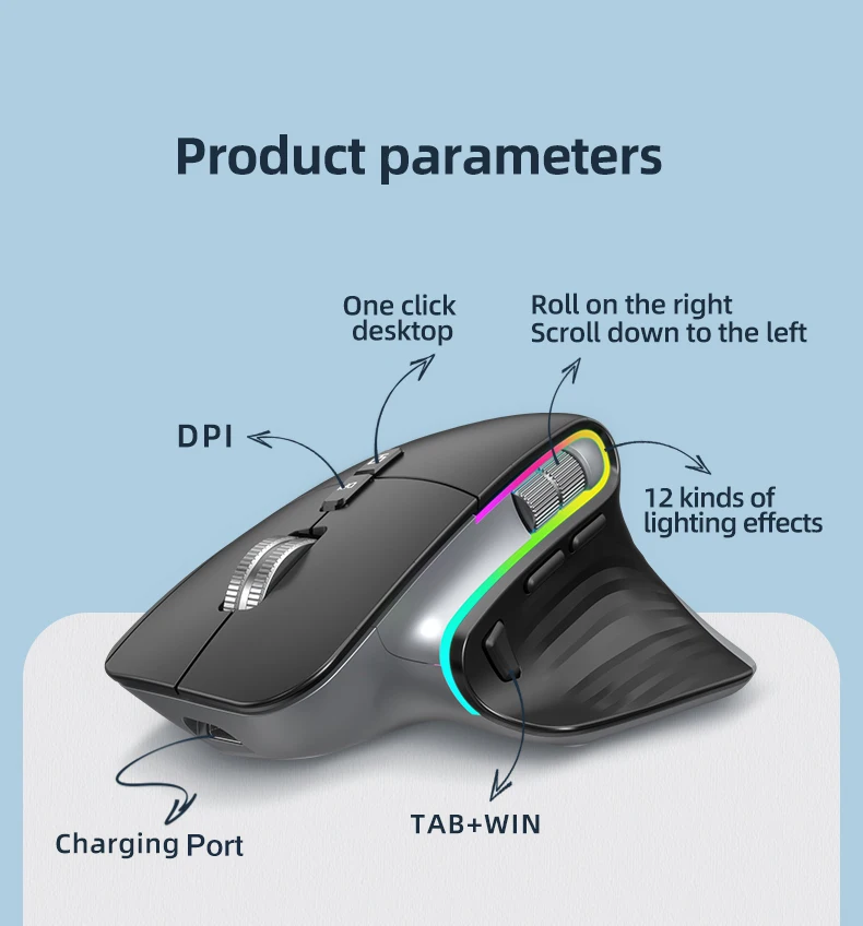 2.4G Rechargeable Wireless Mouse Bluetooth RGB Silent Ergonomic Mice 5 Speed 4000DPI Gaming Mouse For Tablet Macbook Air Laptop best office mouse