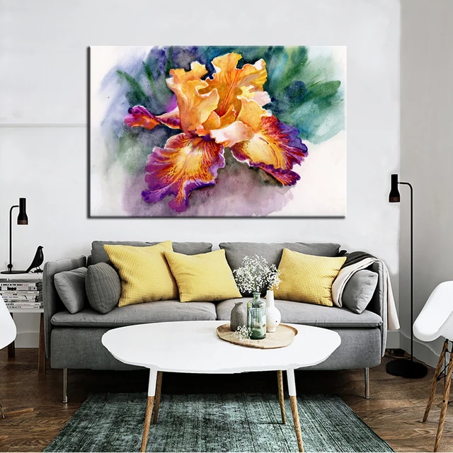 Abstract Colorful Iris Painting Printed on Canvas 1