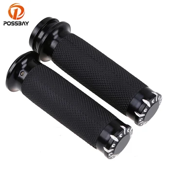 

POSSBAY 1'' Aluminum Electronic Motorcycle Grips for Harley Handlebar Hand Grips for Electronic Throttle Accessories Handle Bar