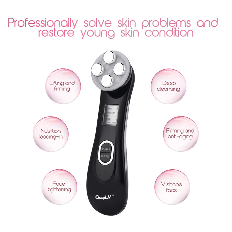  5 In 1 RF EMS LED Photon Electroporation Microcurrent Beauty Device Face Lifting Anti-aging Skin Re