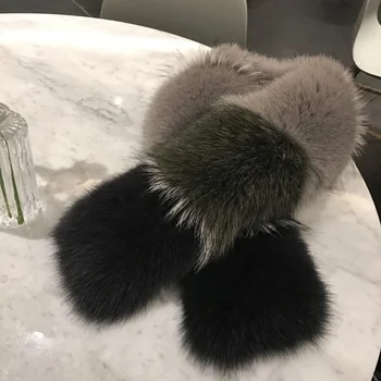 

New Real Fox Fur Genuine Luxury Big Scarf Plush Neck Warmer Collar Soft Winter Shawl Wrap Women Girl Muffler Chrismas Gift
