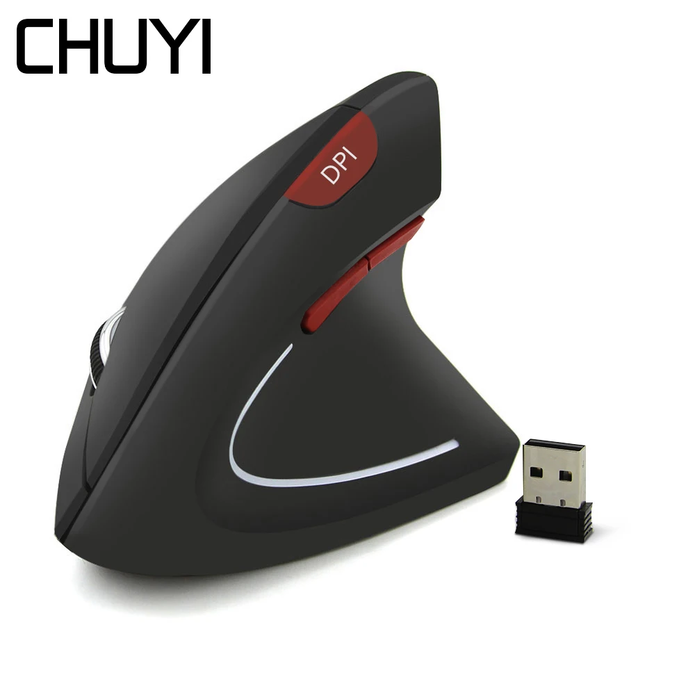 CHUYI 2.4G Wireless Vertical Mouse Ergonomic Gaming Healthy Mause 1600 DPI USB 5D Optical Gamer Gift Computer Mice For PC Laptop |