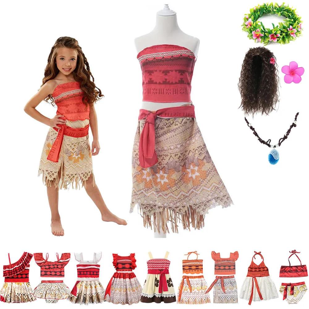 Costumes Moana pour filles | Robe de voyage d'aventures d'océan, ensembles de jeu de rôle de film de dessin animé, tenues d'islander du pacifique