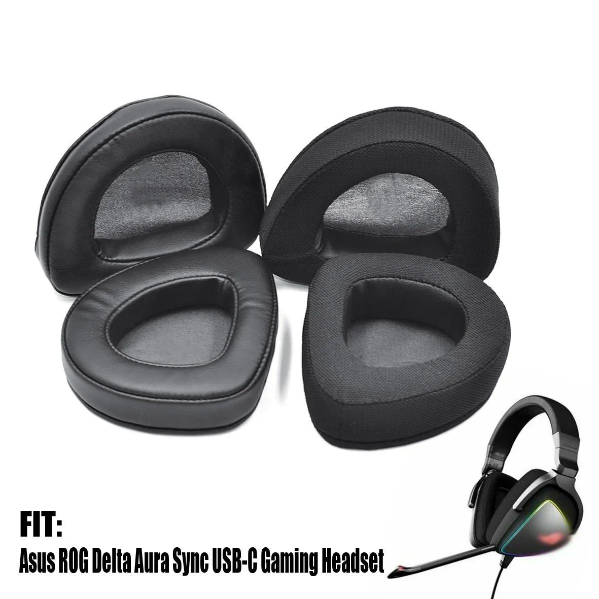 

Replacement Leather Canvas Earpads headphone Cover for ASUS ROG Delta Aura Sync Headphones Headset