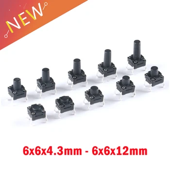 

10pcs DIP 4pin 6x6x4.3/5/6/7/8/9/10 mm Tactile Push Button Switches Height: 4.3 5~12MM 4P waterproof 6x6 Key switch