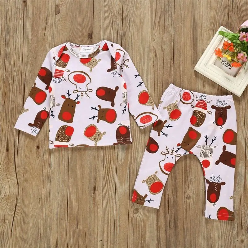 

Infant Baby Boy Newborn Girl 0-24M Long Sleeve Sleepwear Outfits Xmas Pyjamas