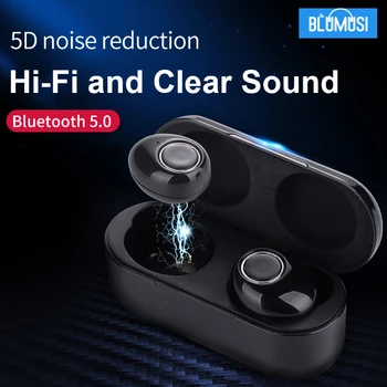 

Wireless Headphones Bluetooth 5.0 Earphone TWS Stereo Sound Headset Auto Connect Mini Bass Earbuds for Sports with Charging Bin