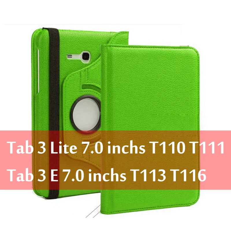 Чехол для планшета samsung Galaxy Tab 3 Lite " SM-T110 T111 Tab E 7,0" SM-T113 T116, вращающийся на 360 градусов, кожаный чехол-книжка Funda Capa - Цвет: Green