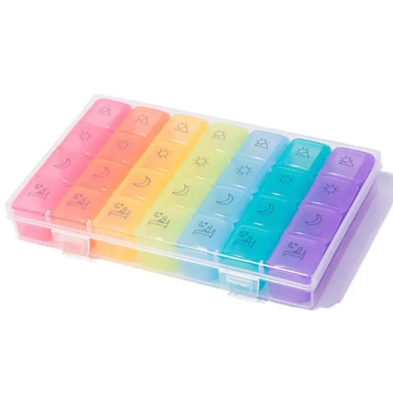 

7 Days Tablet Pill Box Holder 28 Grid Weekly Medicine Storage Organizer Case Pill Dispenser