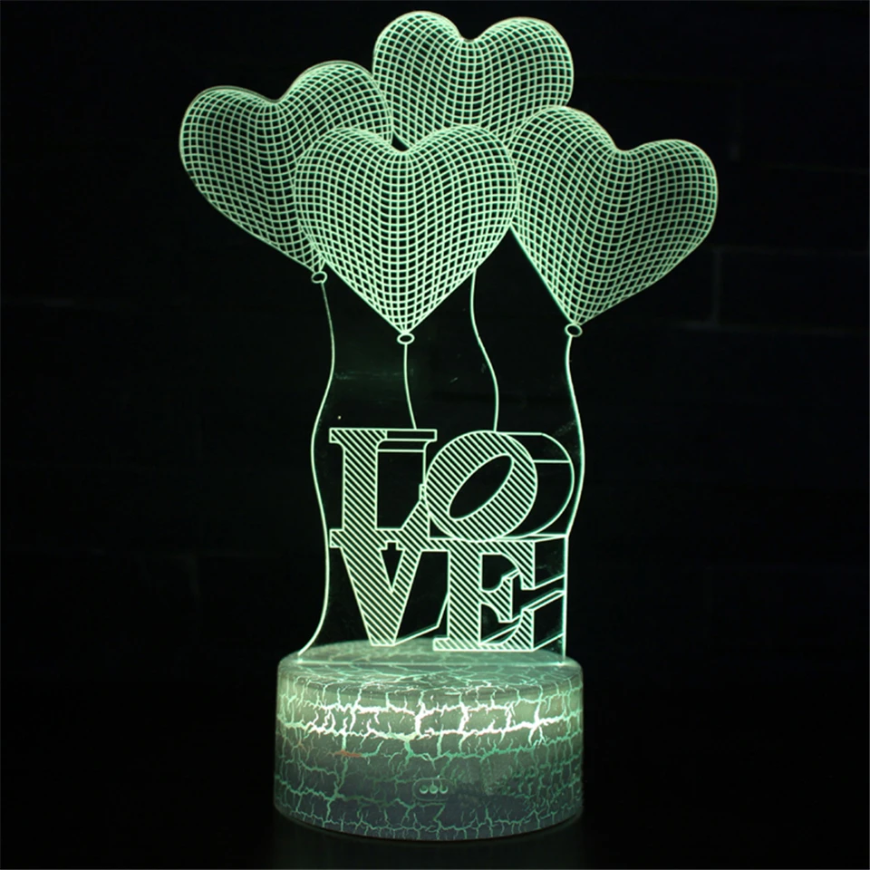 Creative 3D Lamp Led Love Heart Illusion Night Light 3D Night lamp For Valentine Lover Gift Christmas Party Home Decoration