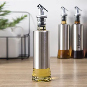 

Kitchen supplies glass oil pots stainless steel kettles and vinegar bottles leak-proof oil sauce bottles 300ml household