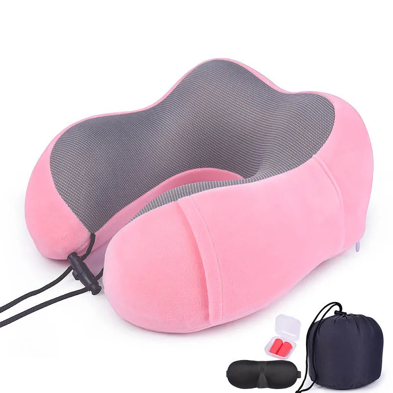 set velvet pink Пены памяти Путешествия шеи ортопедические подушки медленный отскок твердый шейный затылочный медицинский постельный принадлежности подушки - Цвет: set velvet pink