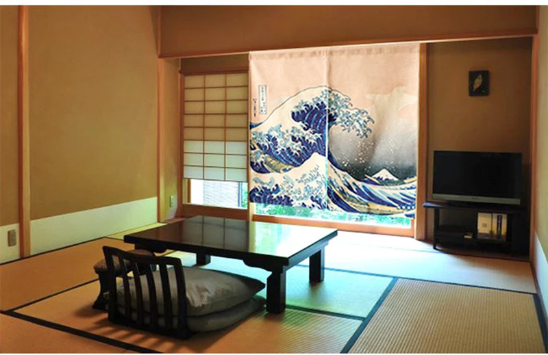 Японская система ukiyo-e затенение занавес ветряная вода занавески подвесные занавески хлопок и лен перегородка занавес