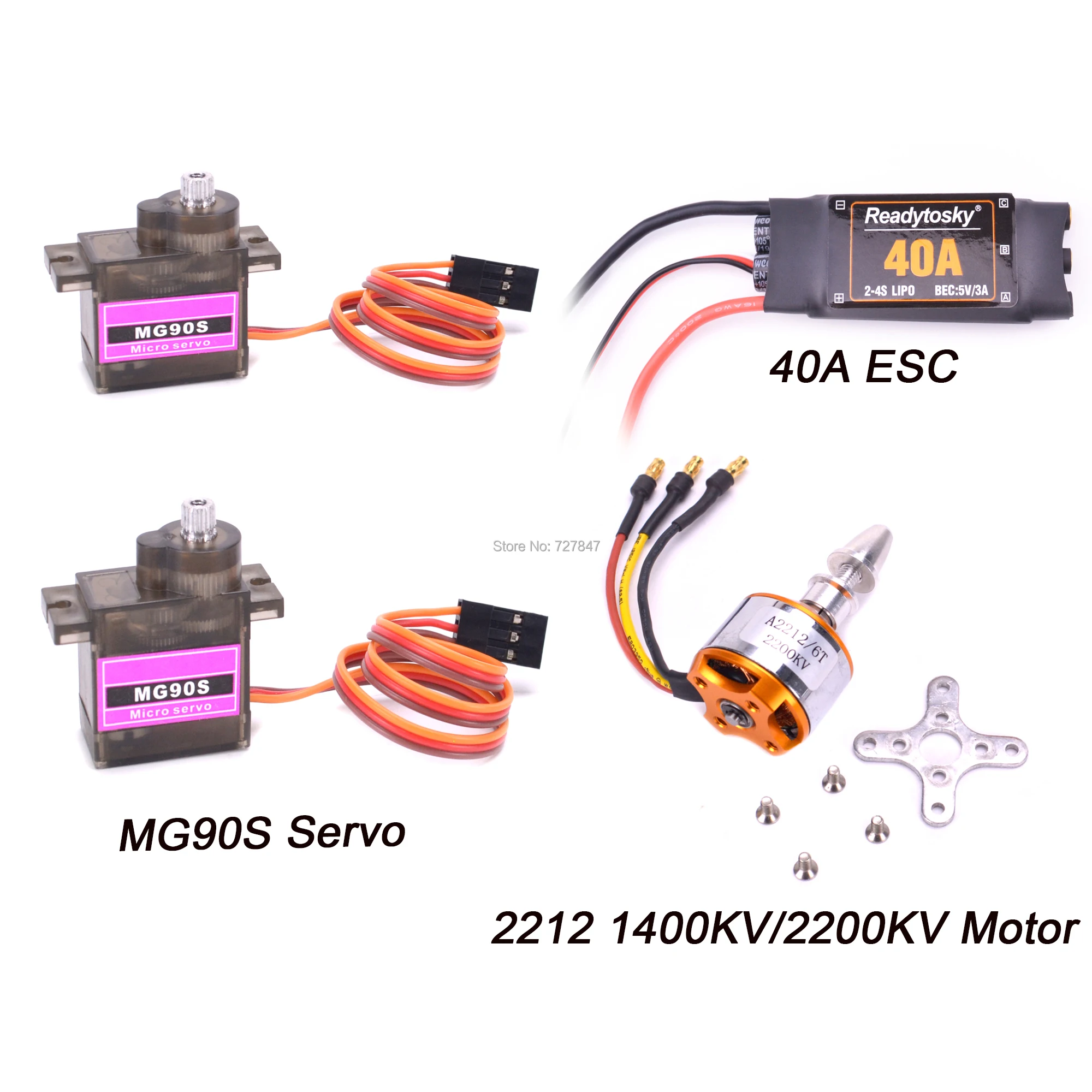 

40A Brushless ESC A2212 2212 1400KV / 2200KV Motor MG90S Servo Metal gear Digital 9g for RC Fixed Wing Plane Helicopter