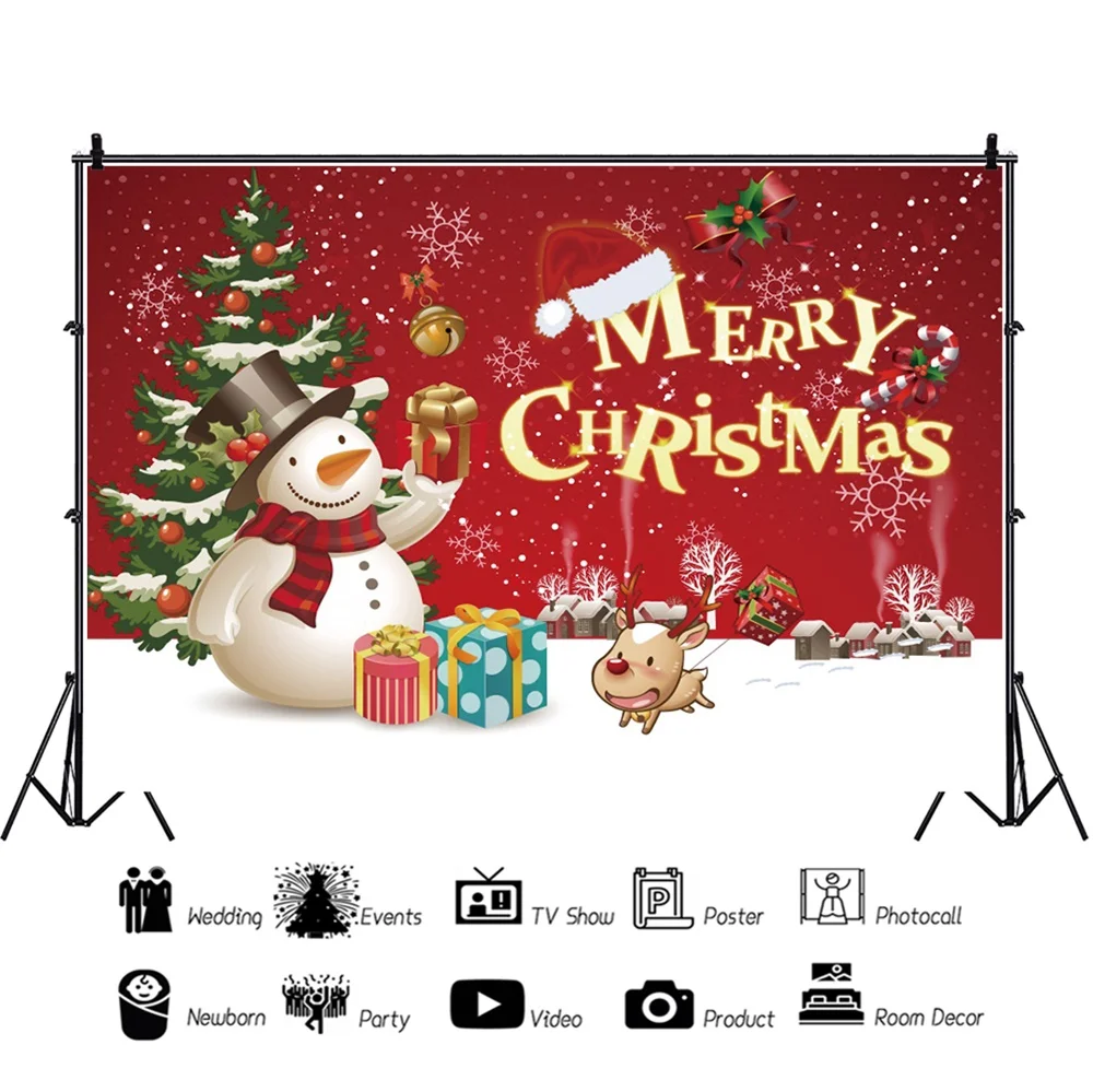 Laeacco прекрасный снеговик Merry Christmas Tree зима снег ребенок мультфильм фотографии фоны для фотографий фон фотосессия