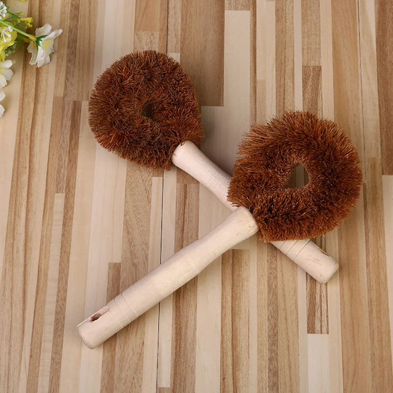 Натуральный кокос коричневый антипригарное масло длинная емкость с ручкой щетка плоская щетка для очистки масла можно повесить Кисть типа щетка для посуды