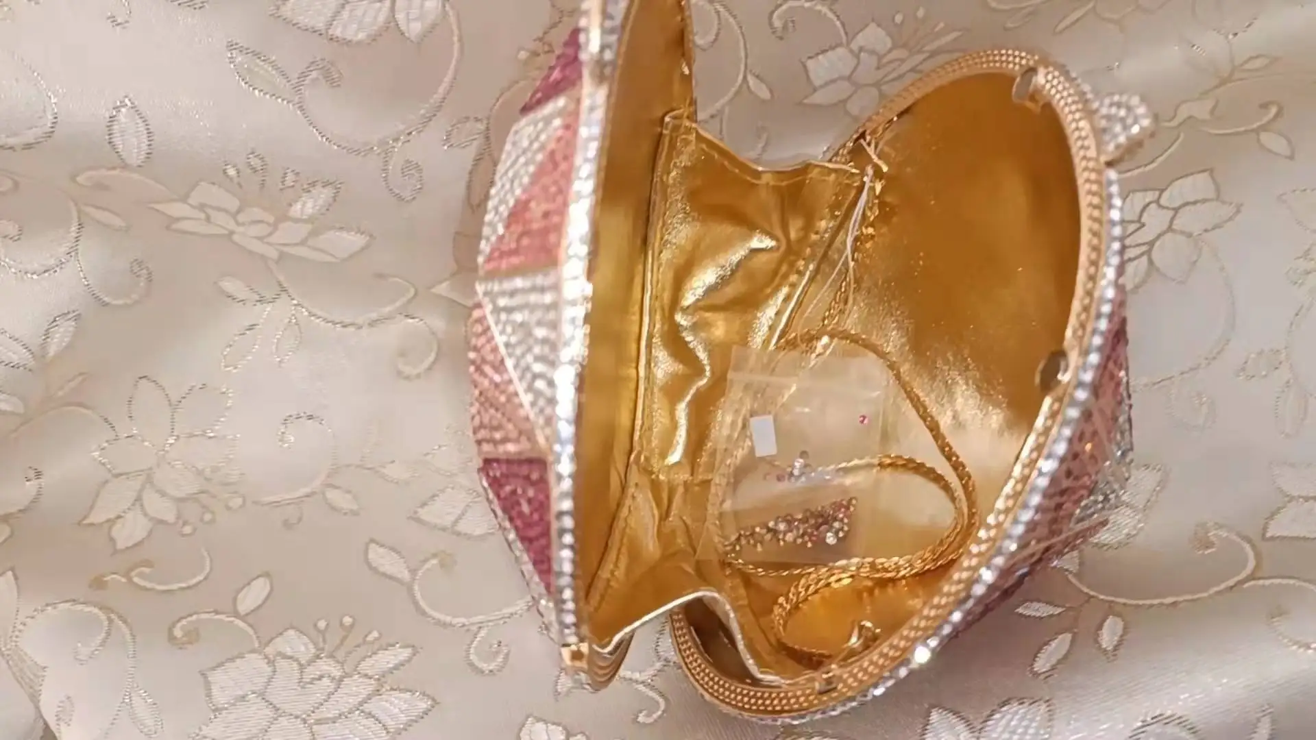 XIYUAN Pink White Diamond Shape Evening Bag Crystal Stone