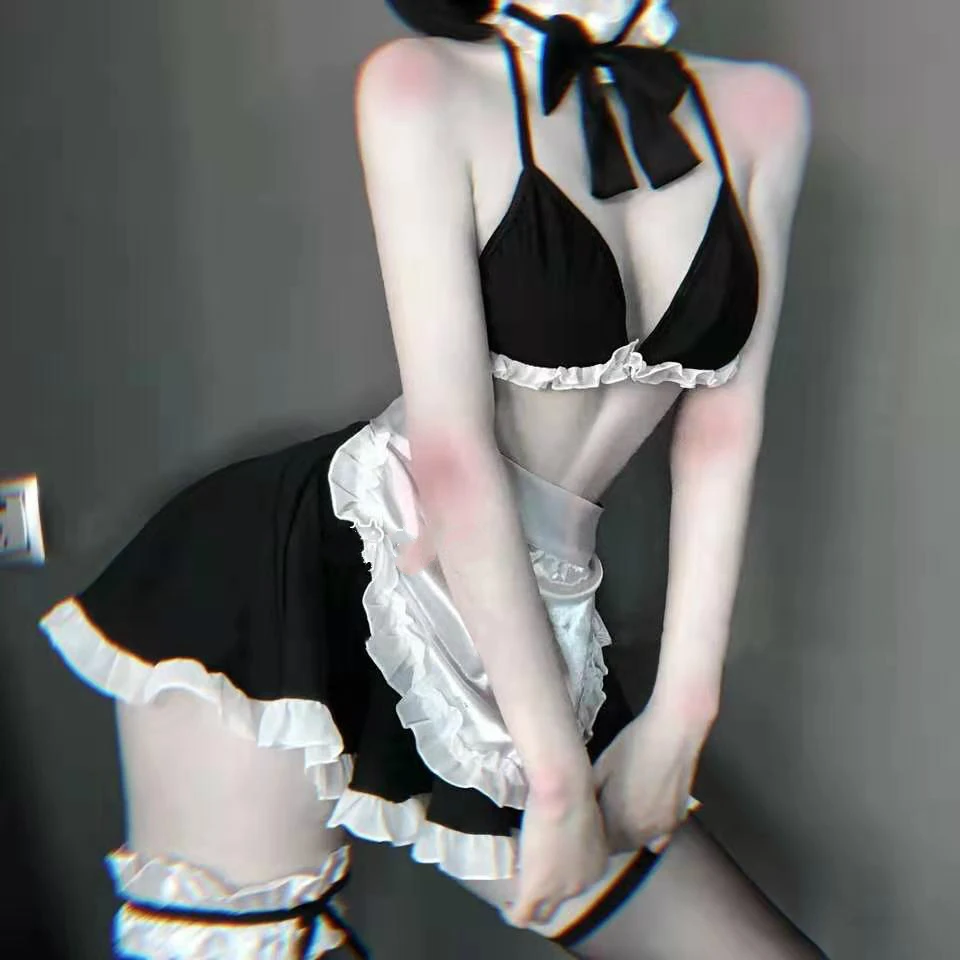 Cute Apron Underwear Cos French Maid Costume Exotic Lingerie Lenceria Porn Women Sexy Clothing Nightwear Student Uniform