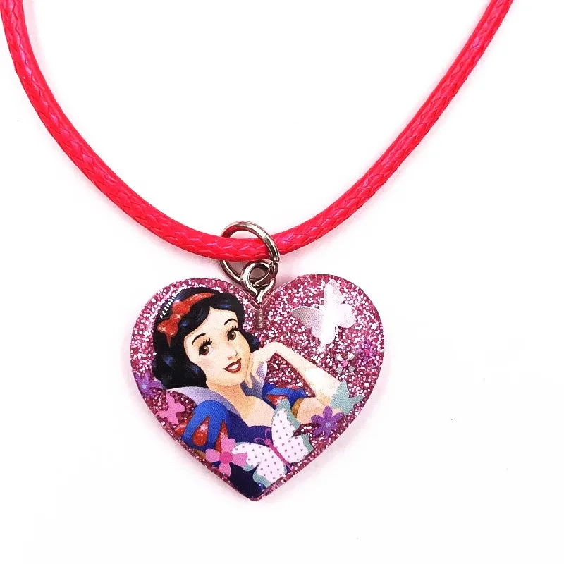 1Pcs Hot sale Cute Belle Elsa Princess Necklace Choker Rope Children Jewelry Kids Fashion Accessories For Girls Birthday Gifts