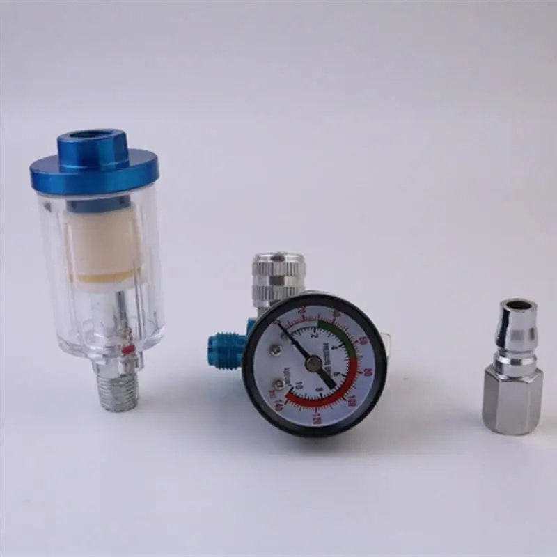 WINOMO 1 Set Of Air Compressor Pneumatic Moisture Trap Filter Regulator Pressure Gauge With Connector For Workshop