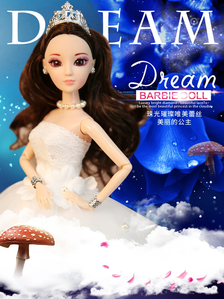 80 см хвост свадебное платье для куклы игрушка 3D Свадьба Barbiedsly кукла большая юбка невесты Девушка мультфильм принцесса кукла игрушка подарок на год