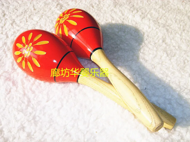 Origional 25cm Pure Wood Sunflower Sand Hammer Orff Instruments CHILDREN'S Percussion Instrument Hand-cranking Sand Ball