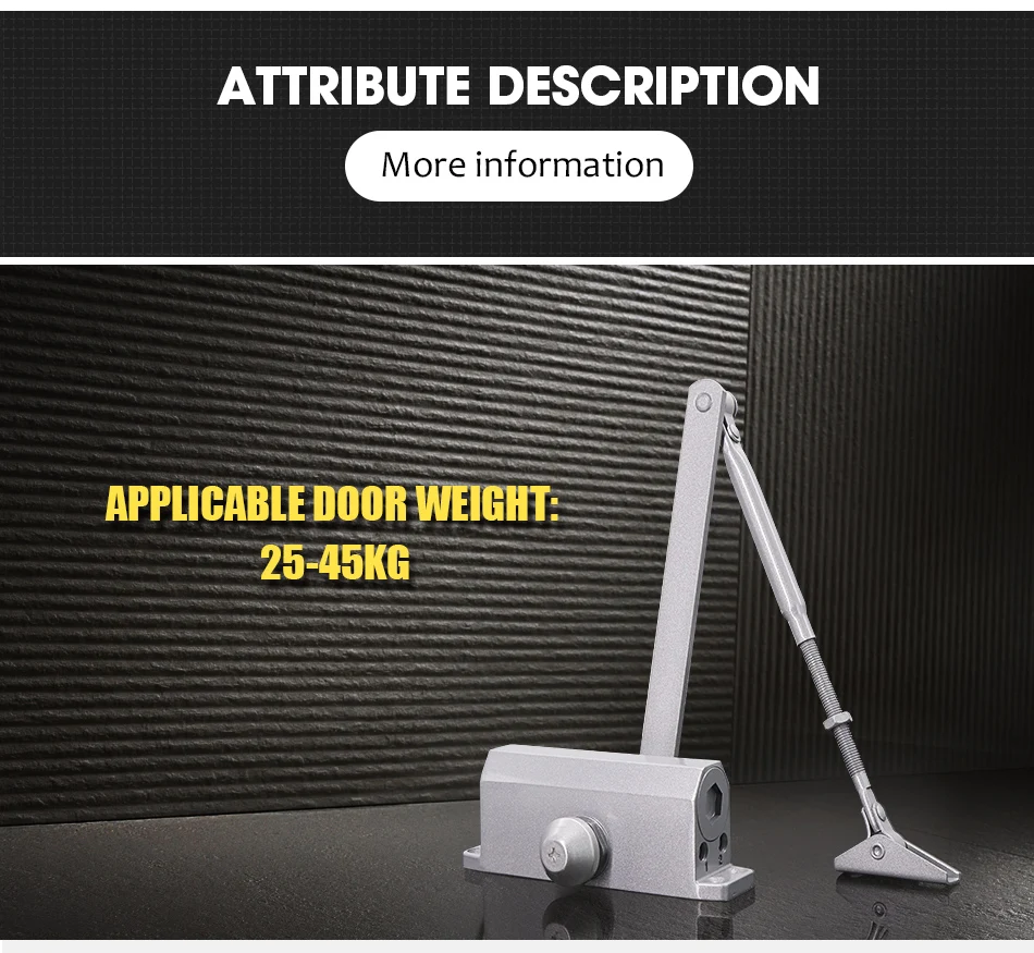 Marie 1102 silver automatic speed adjustable hydraulic buffer simple installation door closer for 25-45kg commercial residential_15