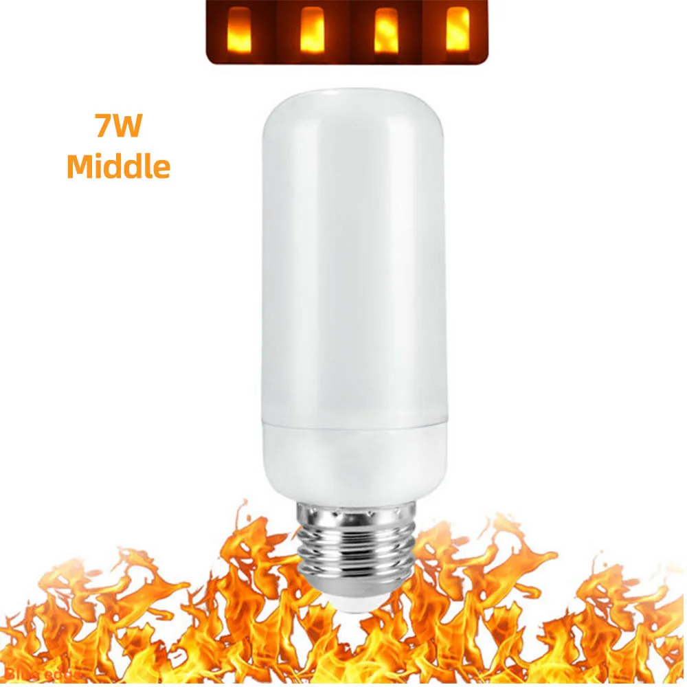 E27 пламенная лампочка светодиодный динамический эффект пламени огненный светильник лампочка в виде початка кукурузы лампа креативная Мерцающая эмуляция Декор светодиодный светильник лампа - Испускаемый цвет: 7W Middle