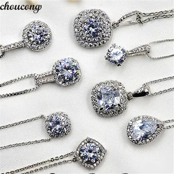 

Original 925 Sterling silver Pendant AAAAA cz Party Wedding Pendant with Necklace for women Bridal jewelry