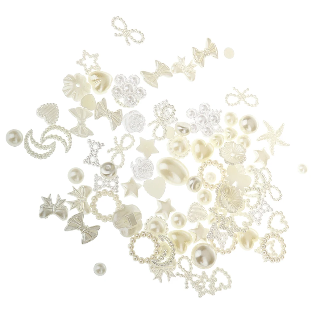100pcs Assorted Pearl Bead Flat Back Scrapbook Cabochon for Craft DIY Making Supplies Clothes Jewelry Accessories
