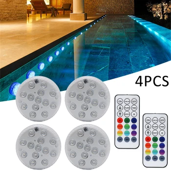 RGB Diving Light 4pcs Upgrade Magnet IP68 13LED Transparent Underwater Night Light Outdoor Swimming Pool Decoration Light