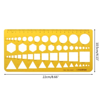 

K Resin Circles Squares Triangle Geometric Template Ruler Stencil Measuring Tool DXAB