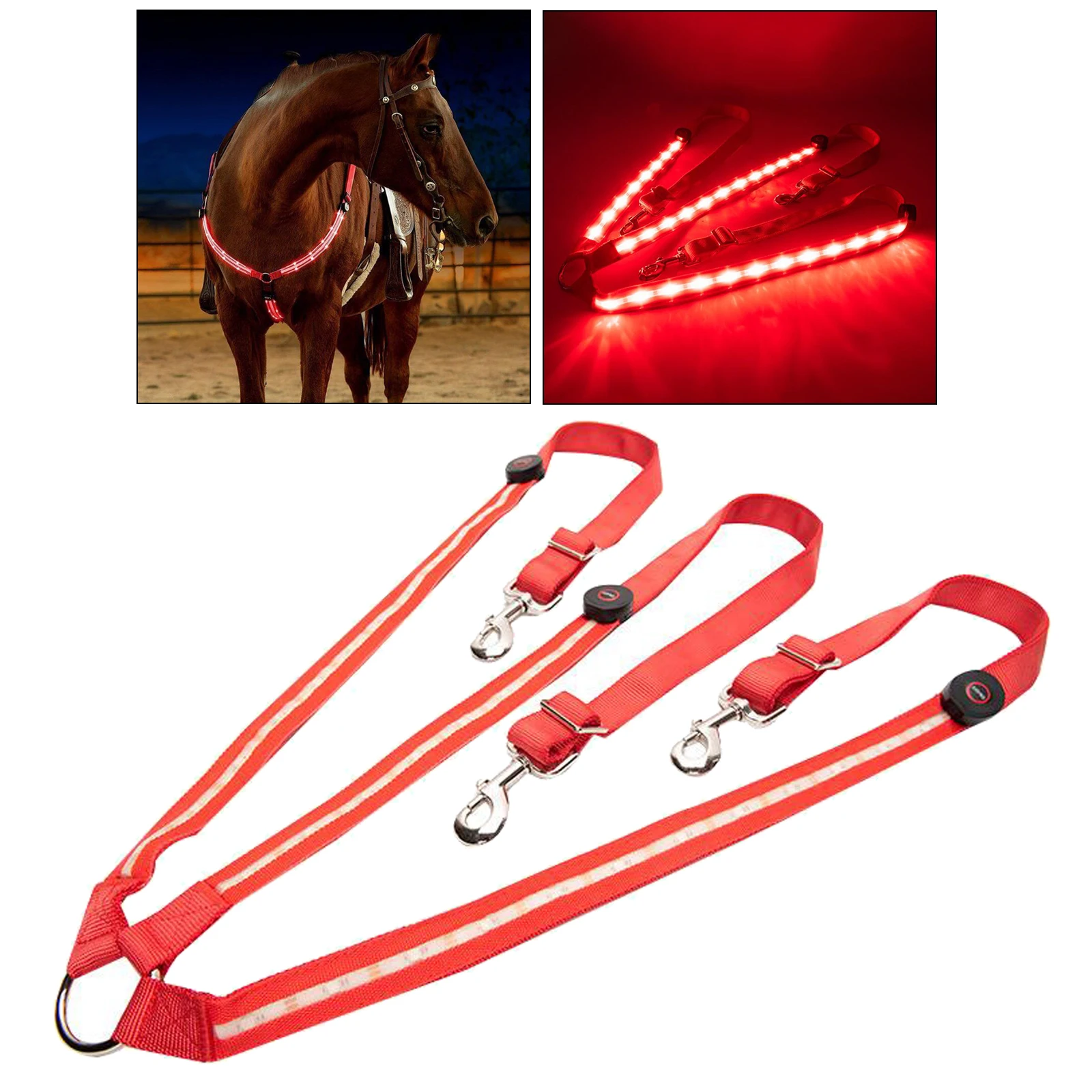 Horse Breastplate Collar Bridle Halter Tack LED Night Riding Belt Equestrian Equipment High Visibility Light For Horse riding