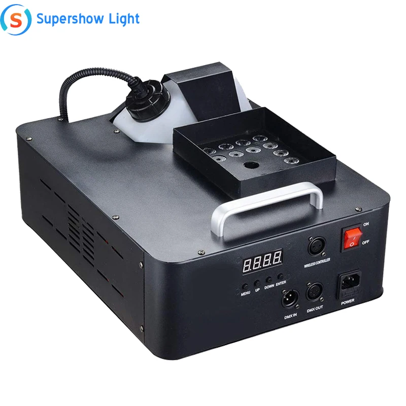 1500W Fog Machine With RGB 3IN1 LED Lights/DMX512 Vertical LED Smoke Machine/Wireless Remote Control Stage LED Fogger