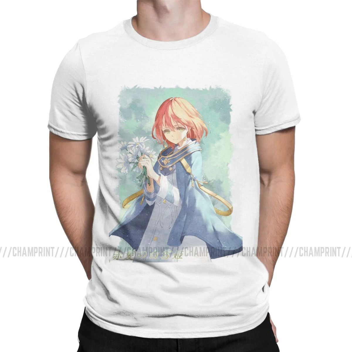 Мужские футболки Akagami No Shirayuki, дзен-принц, красные волосы, Hime Manga, аниме, хлопок, модная футболка с коротким рукавом, идея подарка, футболки - Цвет: Белый
