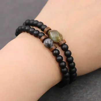 2pcs/ set 6mm Natural Stone Bracelets & Bangls For Women Men Moonstone Chakra Bracelet For Beads Jewelry Mujer Pulseira Bileklik