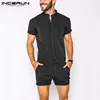 Best Buy Men Shorts Jumpsuits INCERUN Striped Rompers Joggers Streetwear Breathable Fashion Stand-Collar jYQOM6omO3l