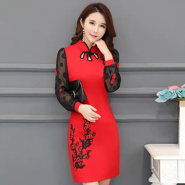 Vestidos largos китайские платья Горячие женские с длинным рукавом элегантные тонкие
